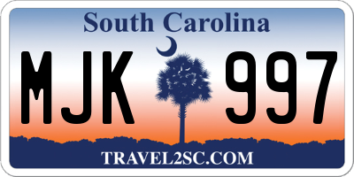 SC license plate MJK997