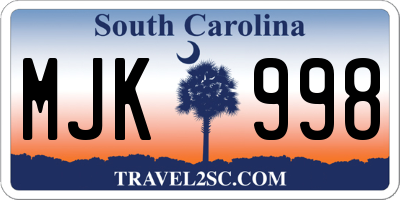SC license plate MJK998