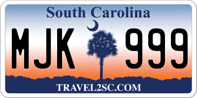 SC license plate MJK999