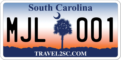 SC license plate MJL001