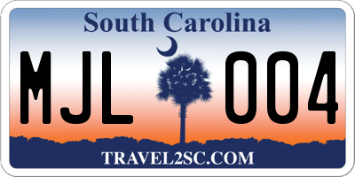 SC license plate MJL004