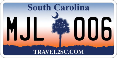 SC license plate MJL006