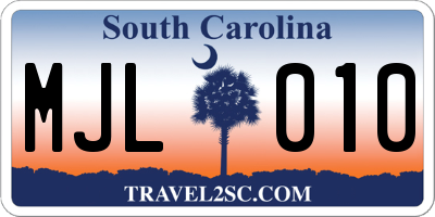 SC license plate MJL010