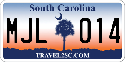 SC license plate MJL014