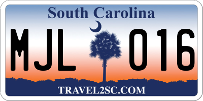 SC license plate MJL016