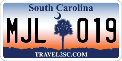 SC license plate MJL019