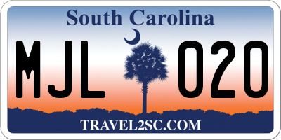 SC license plate MJL020