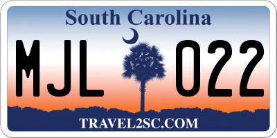 SC license plate MJL022