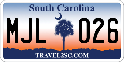 SC license plate MJL026