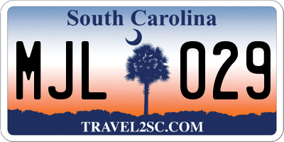 SC license plate MJL029