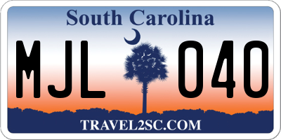 SC license plate MJL040
