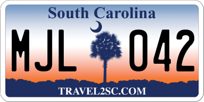 SC license plate MJL042