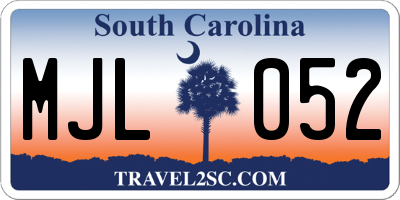 SC license plate MJL052