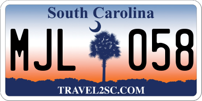 SC license plate MJL058