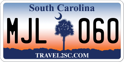SC license plate MJL060