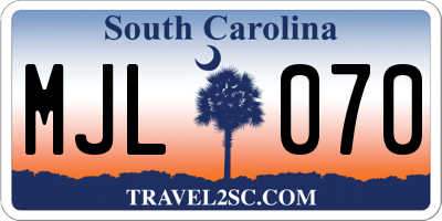SC license plate MJL070