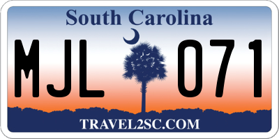 SC license plate MJL071