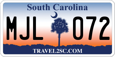 SC license plate MJL072