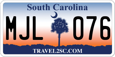 SC license plate MJL076