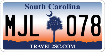 SC license plate MJL078
