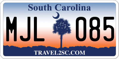 SC license plate MJL085