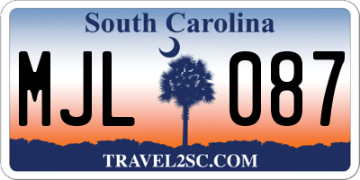 SC license plate MJL087