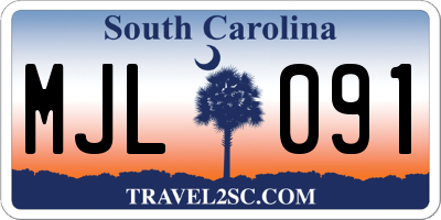 SC license plate MJL091