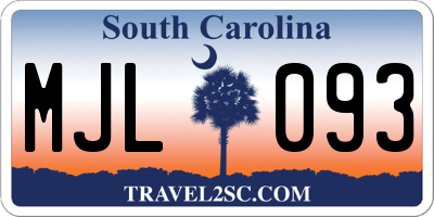 SC license plate MJL093