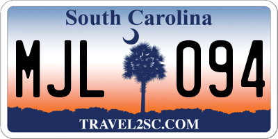SC license plate MJL094