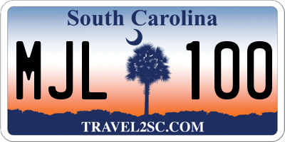 SC license plate MJL100
