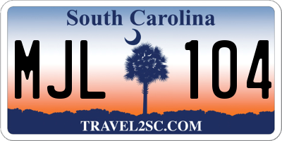 SC license plate MJL104