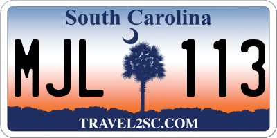 SC license plate MJL113