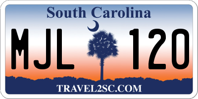 SC license plate MJL120