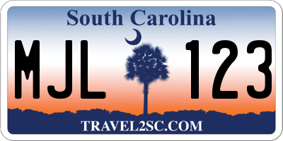 SC license plate MJL123