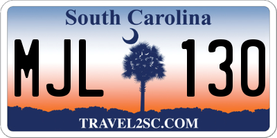 SC license plate MJL130