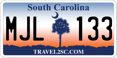 SC license plate MJL133