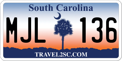 SC license plate MJL136