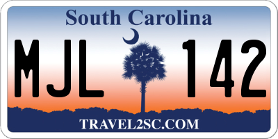 SC license plate MJL142