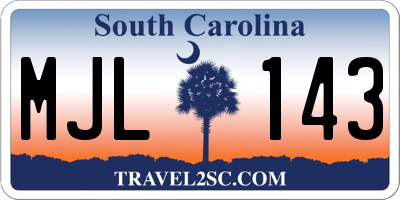 SC license plate MJL143