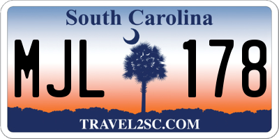 SC license plate MJL178