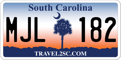 SC license plate MJL182