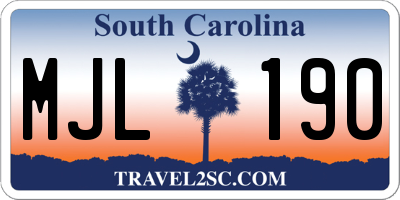 SC license plate MJL190