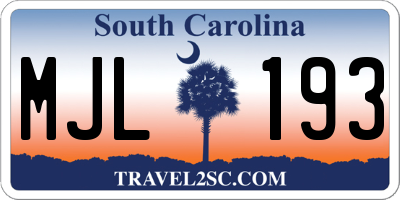 SC license plate MJL193
