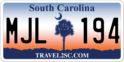 SC license plate MJL194