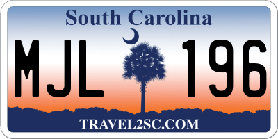 SC license plate MJL196