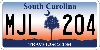 SC license plate MJL204