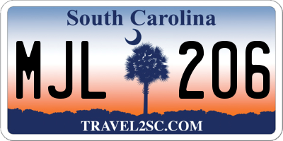 SC license plate MJL206