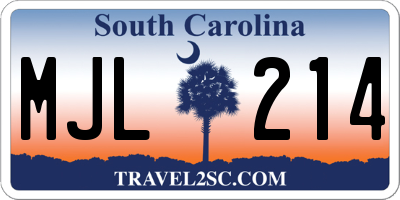 SC license plate MJL214