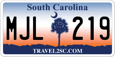 SC license plate MJL219