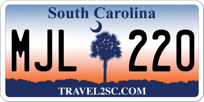 SC license plate MJL220